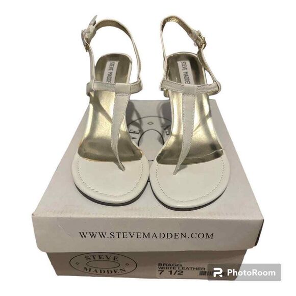 Steve Madden Bragg White Thong Heels, Size 7.5 - Picture 7 of 7
